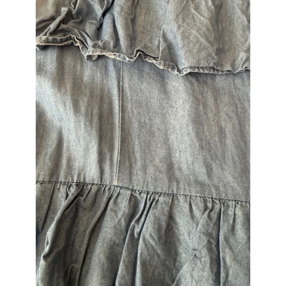 MICHAEL KORS Denim Chambray Ruffle Tiered‎ Dress Womens Size Medium